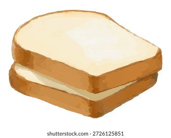 This is an illustration of two overlapping slices of bread. It can be used for cafe menus and design illustrations.