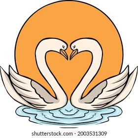 this is an illustration of two swan make love symbol.