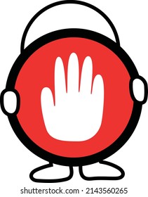 Dies ist eine Illustration eines zweiköpfigen weißen Menschen mit seinen Handflächen.