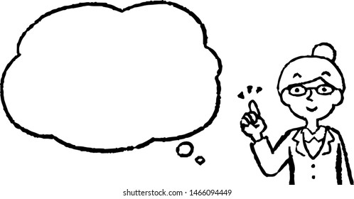 This is a illustration of Upper body of Business woman face and pose with Speech Balloon.