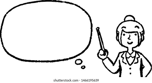 This is a Illustration of a Upper body of job-hunting girl student face and pose with Speech Balloon .