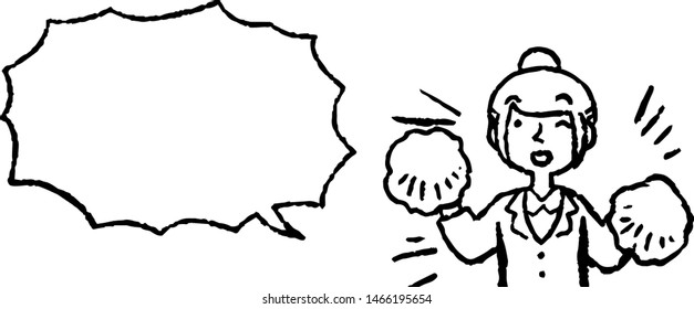 This is a Illustration of a Upper body of job-hunting girl student face and pose with Speech Balloon .