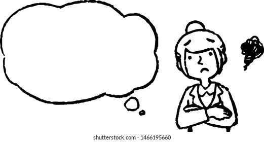 This is a Illustration of a Upper body of job-hunting girl student face and pose with Speech Balloon .