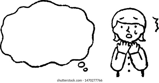 This is a illustration of Upper body of woman wearing a dress face and pose with Speech Balloon