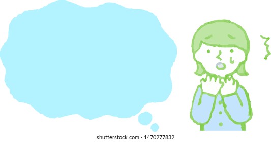 This is a illustration of Upper body of woman wearing a dress face and pose with Speech Balloon