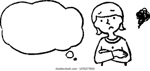 This is a illustration of Upper body of woman wearing a dress face and pose with Speech Balloon