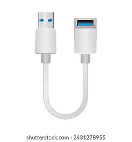 This is an illustration of USB Type-A 3.0 Female from white conversion cable_USB Type-A 3.0.