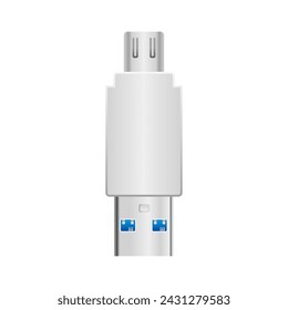 This is an illustration of USB Type-A 3.0 from white conversion adapter _Micro USB Type-B 2.0.