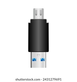 This is an illustration of USB Type-A 3.0 from black conversion adapter _Micro USB Type-B 2.0.