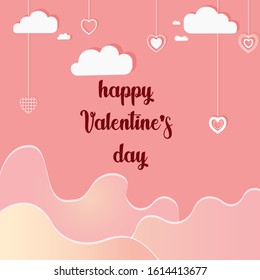 This is an illustration for Valentine's Day with clouds and hearts.