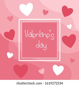 This is an illustration for Valentine's Day with hearts in pink colors.