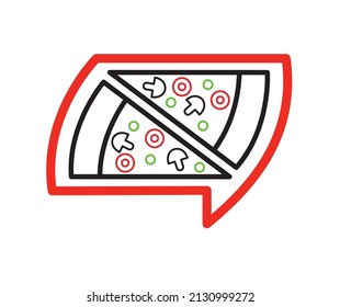 this illustration vector design with simple logo there messages while eating pizza in the family or with friend,suitable for pizza or pasta restaurant,home based food industry and others