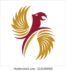 this illustration vector design, a simple bird with crossed and golden wings is suitable for professional business.