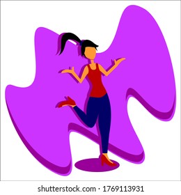 This is an illustration vector drawing of a girl wearing red clothes and shoes, from her gesture looks happy