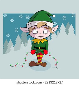this Illustration vector graphic of elf is good for Christmas card greeting or children book illustration

