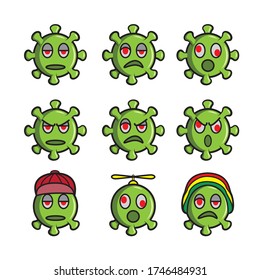 esta es una ilustración vectorial de un grupo de virus peligrosos. Lo mejor para emoticonos o stickers.