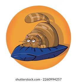 this Illustration vector graphic of a lazy cat is perfect for children book