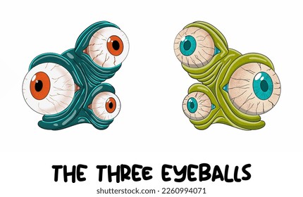 this Illustration vector graphic of three eyeballs is perfect for tshirt design, mug printable and ect