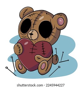 this Illustration vector graphic of voodoo bear is perfect for valentine card, nursery art etc.