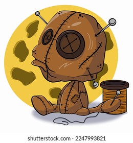 this Illustration vector graphic of voodoo dolls is perfect for children book.