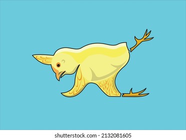 this illustration vektor design,with chick doing yoga,unique design for children activities.