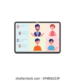 This is illustration of video call grup people with chatting