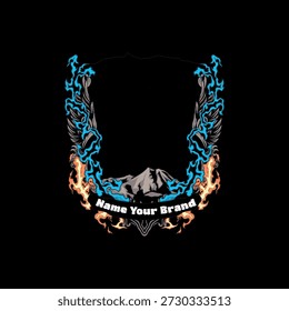 This illustration of a volcano emitting fire is perfect for your design needs.