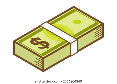 This is an illustration of a wad of American dollars. A simple and cute illustration for student teaching materials.