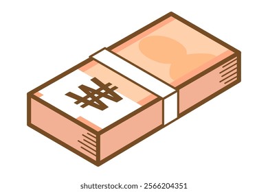 This is an illustration of a wad of Korean won. A simple and cute illustration for student teaching materials.