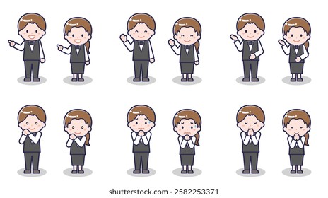 This is an illustration of a waiter-waitress male and female.