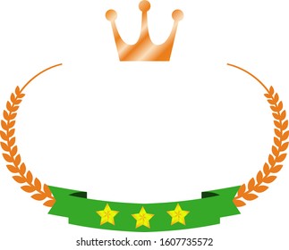 This is a illustration of Wide Round frame of laurel and crown and Ribbon 