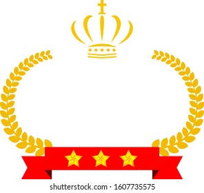 This is a illustration of Wide Round frame of laurel and crown and Ribbon 