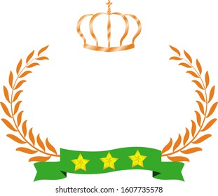 This is a illustration of Wide Round frame of laurel and crown and Ribbon 