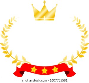 This is a illustration of Wide Round frame of laurel and crown and Ribbon 