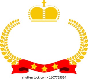 This is a illustration of Wide Round frame of laurel and crown and Ribbon 