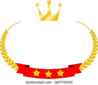 This is a illustration of Wide Round frame of laurel and crown and Ribbon 