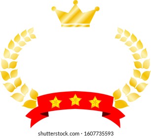 This is a illustration of Wide Round frame of laurel and crown and Ribbon 