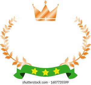 This is a illustration of Wide Round frame of laurel and crown and Ribbon 