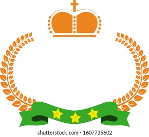 This is a illustration of Wide Round frame of laurel and crown and Ribbon 