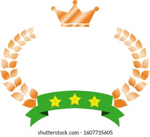 This is a illustration of Wide Round frame of laurel and crown and Ribbon 