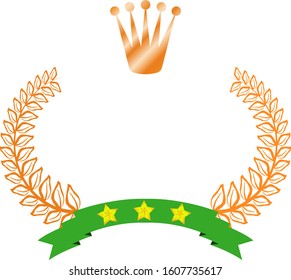 This is a illustration of Wide Round frame of laurel and crown and Ribbon 