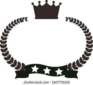 This is a illustration of Wide Round frame of laurel and crown and Ribbon 