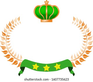 This is a illustration of Wide Round frame of laurel and crown and Ribbon 