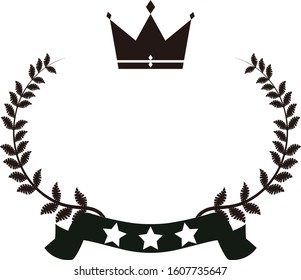 This is a illustration of Wide Round frame of laurel and crown and Ribbon 
