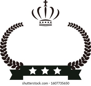 This is a illustration of Wide Round frame of laurel and crown and Ribbon 
