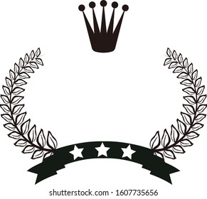 This is a illustration of Wide Round frame of laurel and crown and Ribbon 