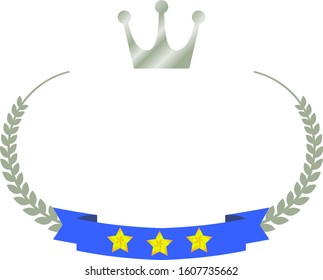 This is a illustration of Wide Round frame of laurel and crown and Ribbon 
