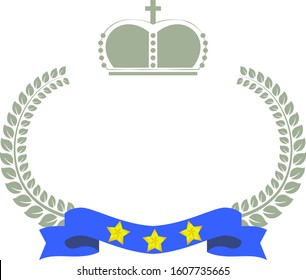 This is a illustration of Wide Round frame of laurel and crown and Ribbon 