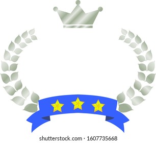 This is a illustration of Wide Round frame of laurel and crown and Ribbon 