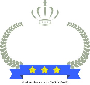 This is a illustration of Wide Round frame of laurel and crown and Ribbon 